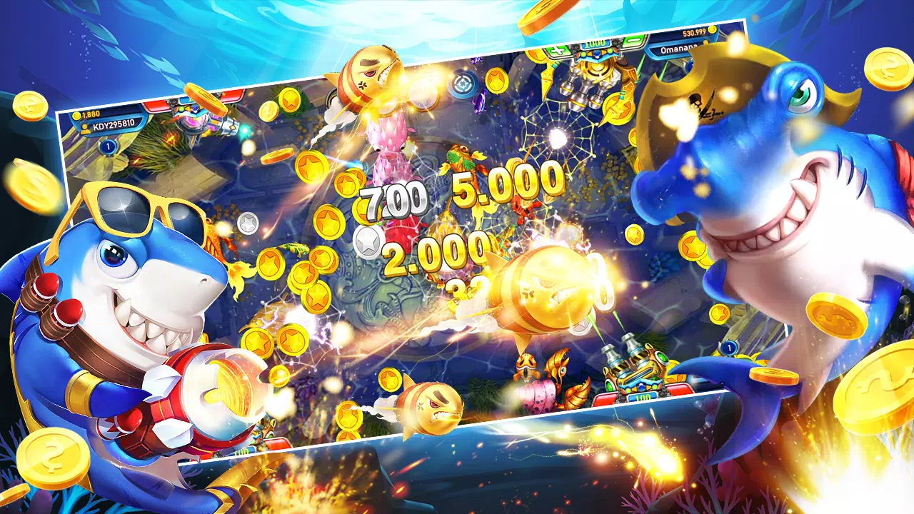 หน้าจอเกมยิงปลาใต้น้ำพร้อมเป้าหมายหลากหลายของ 79z